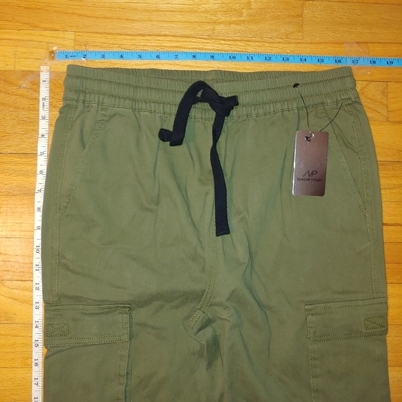 Green Army Cargo Pants Joggers Elastic Drawstring Extra Pockets WOMEN'S LARGE - Picture 3 of 10